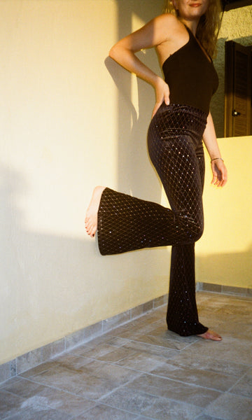 Glitzernde Swirl Sparkle Velvet Flares