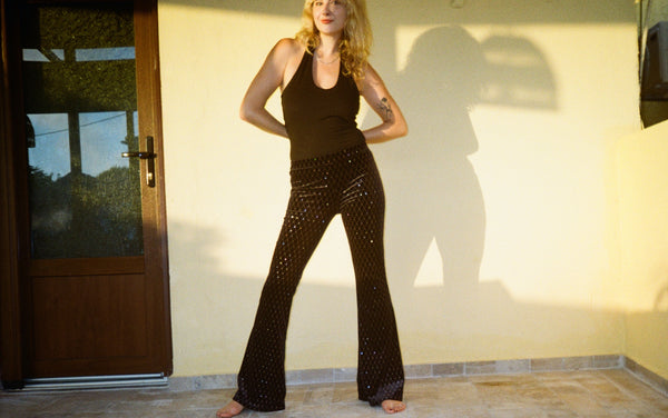 Glitzernde Swirl Sparkle Velvet Flares
